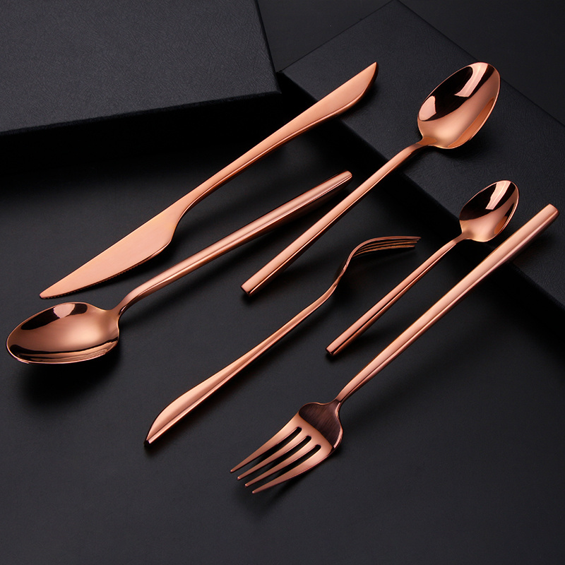 Wholesale Pvd Silverware Metal Matt Rose Gold Matte Cutlery Set 18_10 Stainless Steel Matte Flatware Set