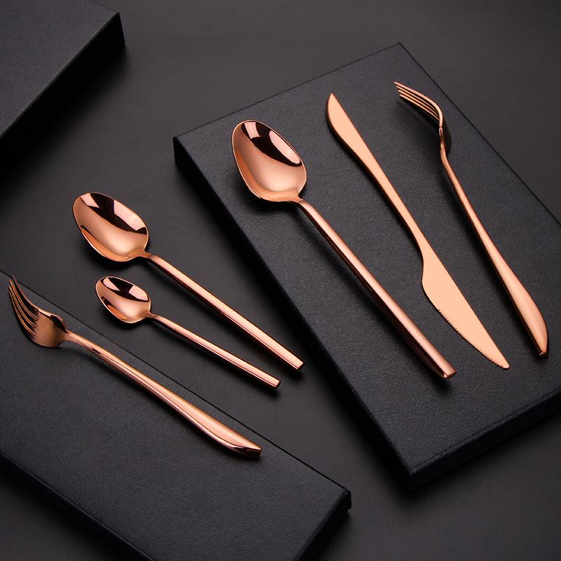 Wholesale Pvd Silverware Metal Matt Rose Gold Matte Cutlery Set 18_10 Stainless Steel Matte Flatware Set