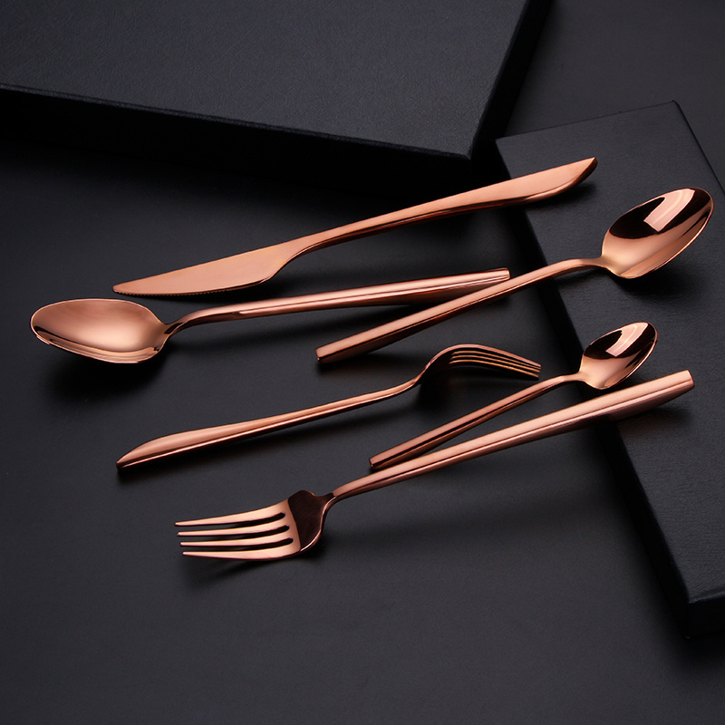 Wholesale Pvd Silverware Metal Matt Rose Gold Matte Cutlery Set 18_10 Stainless Steel Matte Flatware Set