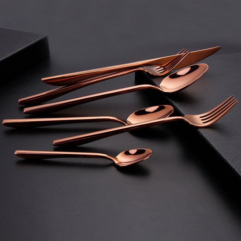 Wholesale Pvd Silverware Metal Matt Rose Gold Matte Cutlery Set 18_10 Stainless Steel Matte Flatware Set