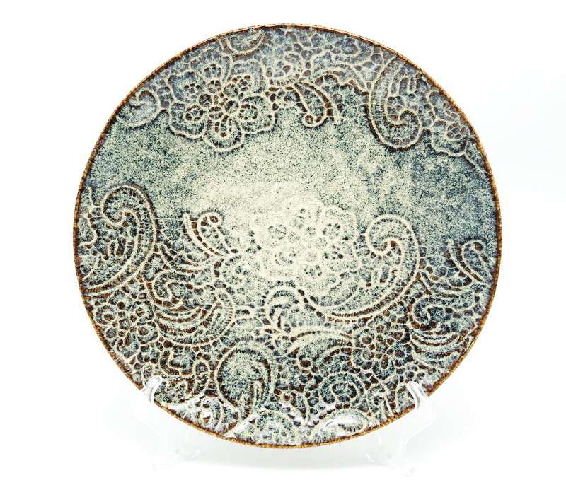 Engrave Antique ceramic dinnerware sets reactive glazed porcelain plates archaized stoneware dinner set