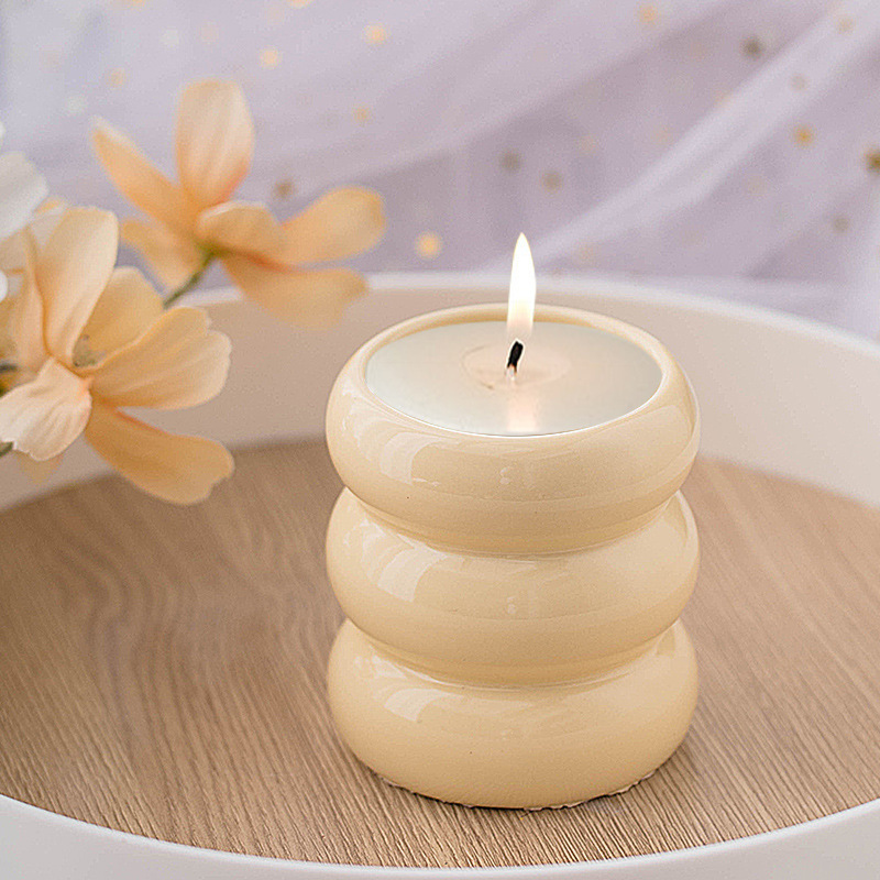 Wholesale Nordic Luxury Ceramic donut aromatherapy Art Candle Container Cup Jar For House Decorative