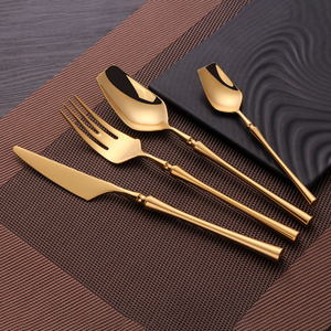 OEM Wholesale Silver Luxury Mirror Polish Stainless Steel Thin Handle Portugal Cutlery Flatware  Gold Set