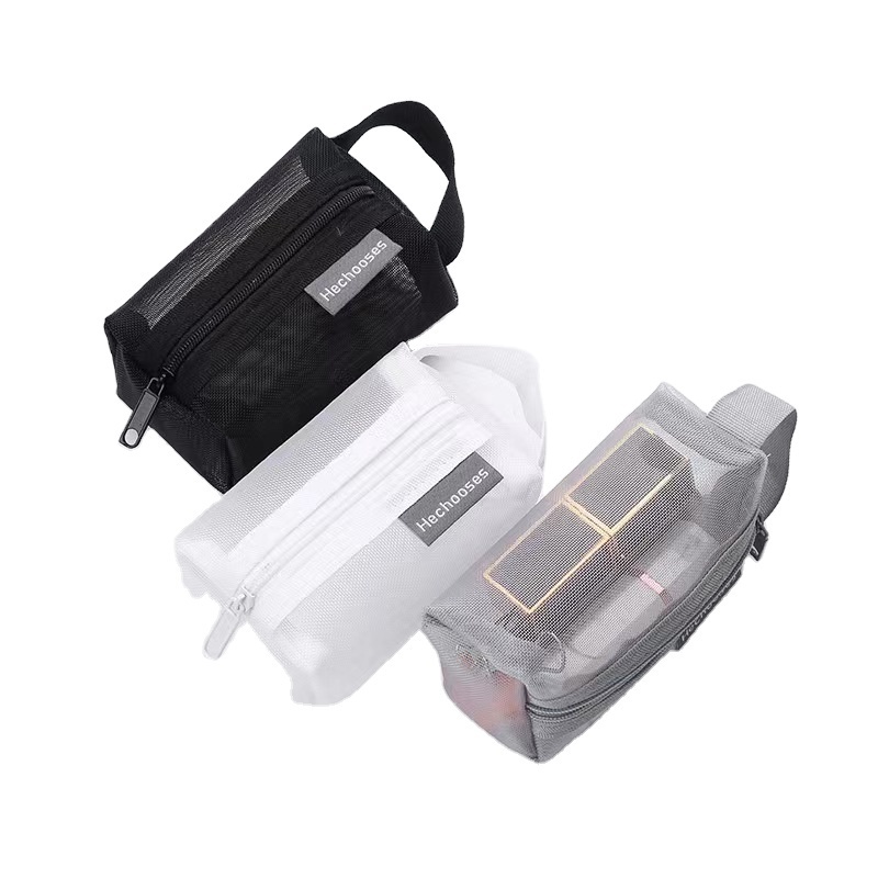 Waterproof Transparent Nylon Polyester Mesh Custom Logo Small Travel Makeup Cosmetic Bag