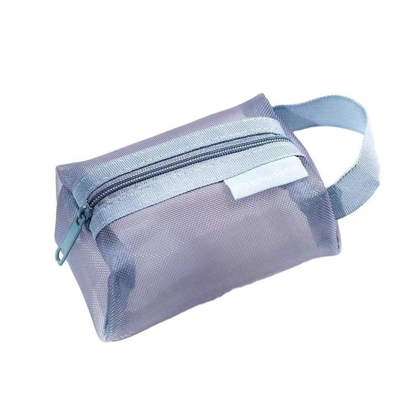 Waterproof Transparent Nylon Polyester Mesh Custom Logo Small Travel Makeup Cosmetic Bag