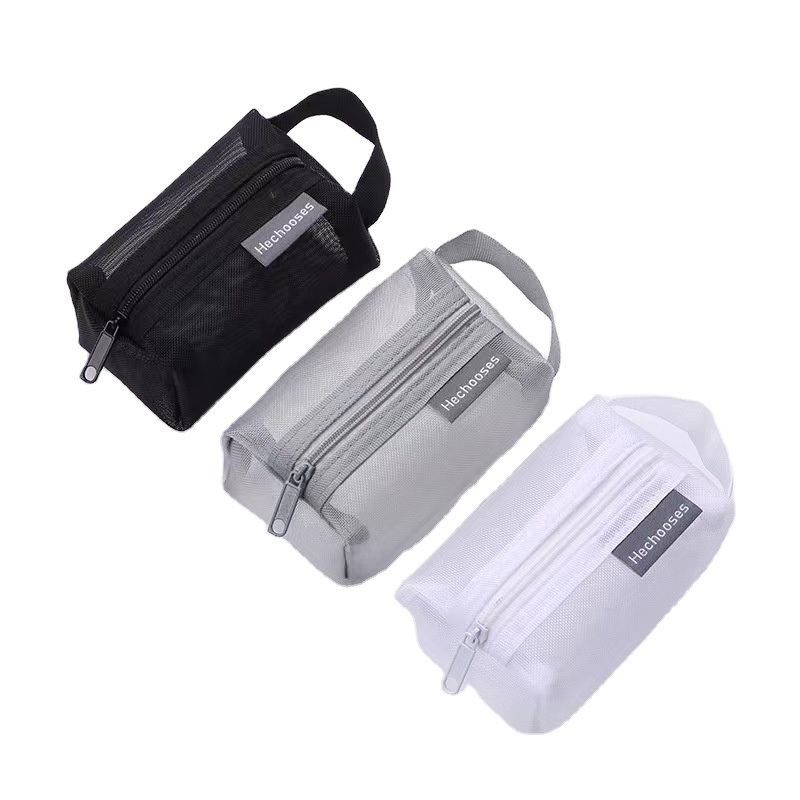 Waterproof Transparent Nylon Polyester Mesh Custom Logo Small Travel Makeup Cosmetic Bag