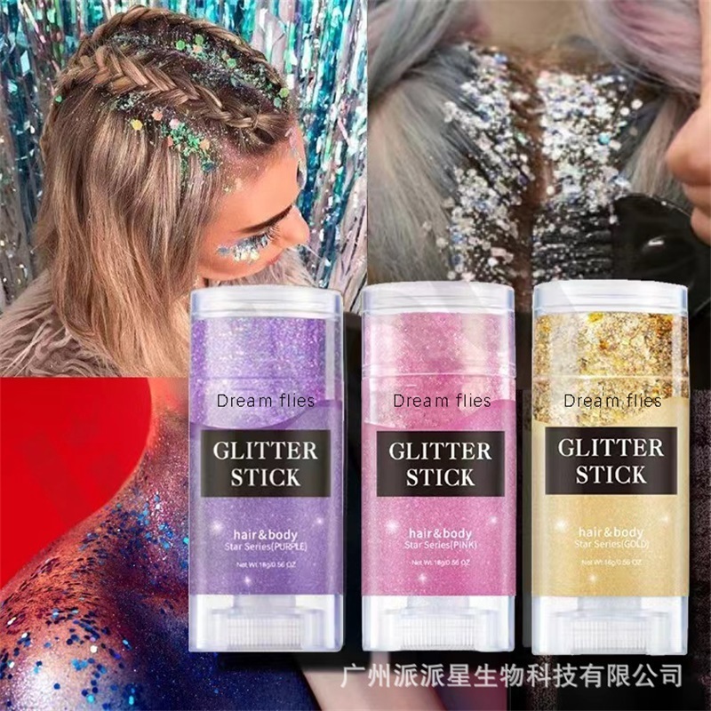 Wholesale Cosmetics Long Lasting  Makeup Chameleon Waterproof Eyeshadow Pomade Hair Wax Body Highlighter Glitter Stick