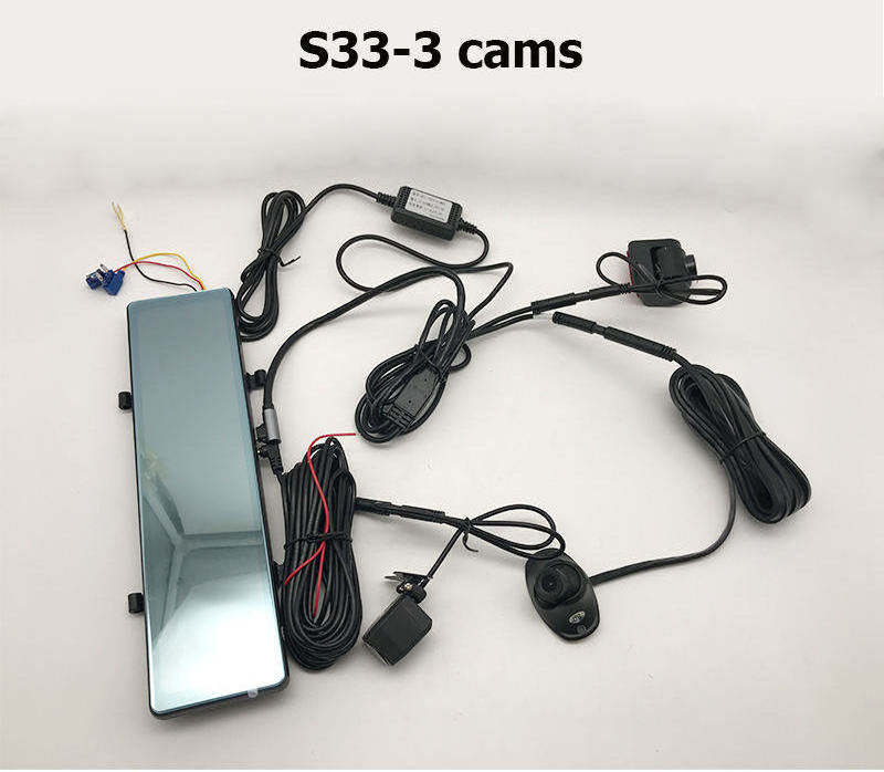 12'' Car Video Recorder Mirror 3CHs Camera AHD1080P Mirror Car DVR Carplay & Android Auto WIFI Parking Monitor