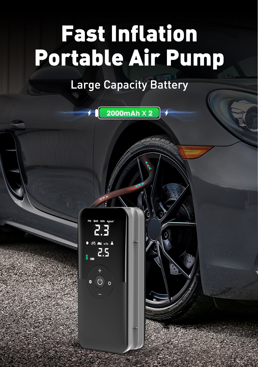 Automatic Inflation 150 PSI Air Pump Tire Inflator Portable Compressor Digital Cordless Car Tyre Inflator For Bicycle Balls