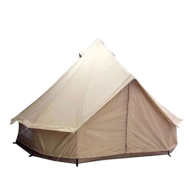 Outdoor Waterproof Four Season Family Camping And Winter Glamping Cotton Canvas Yurt Bell Tent With Mosquito Screen