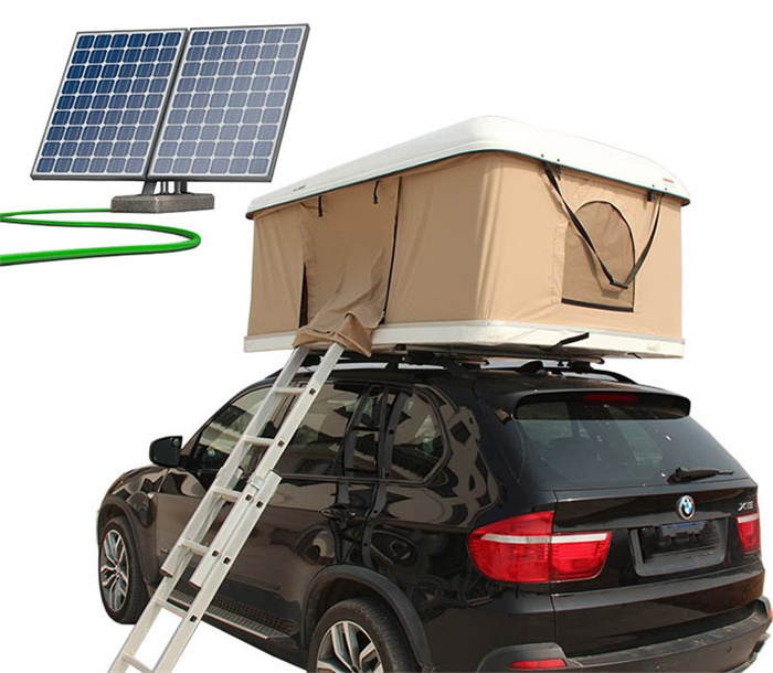 2 Person Solar Panel Rooftop Tent Car SUV Truck Hard Shell Roof Top Tent for Sale