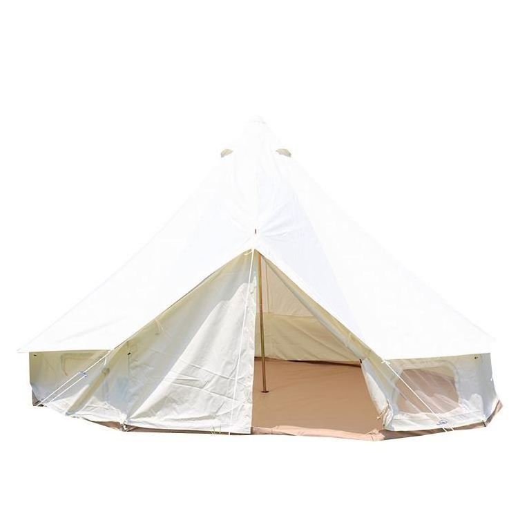 Outdoor Waterproof Four Season Family Camping And Winter Glamping Cotton Canvas Yurt Bell Tent With Mosquito Screen