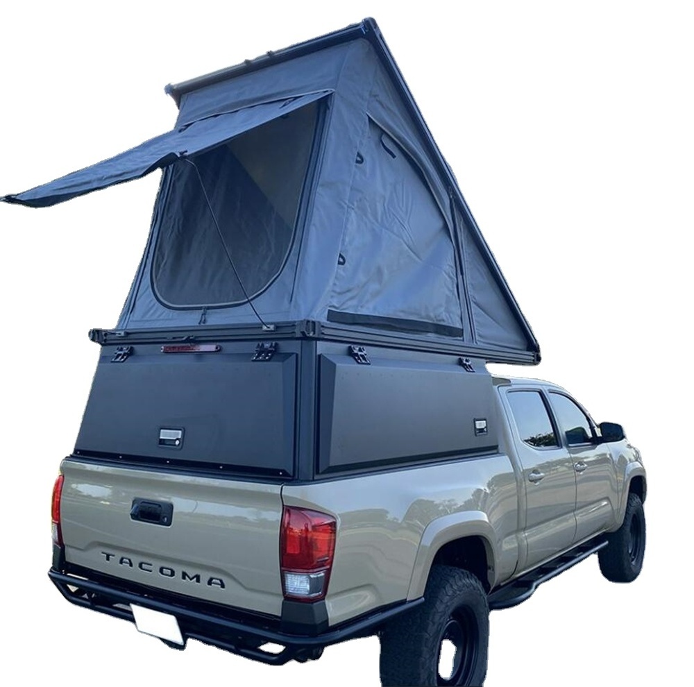 2024 4wd Offroad Truck Pickup Camper Roof Top Tent Aluminum Car UTE Canopy with Tool Box