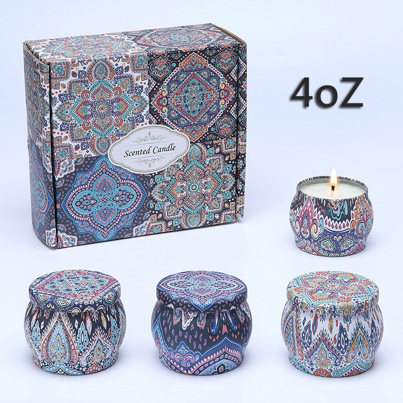 Hot Sell Holiday Gift 4PCS Plant Essential Oil Aromatherapy Scented Candles Set