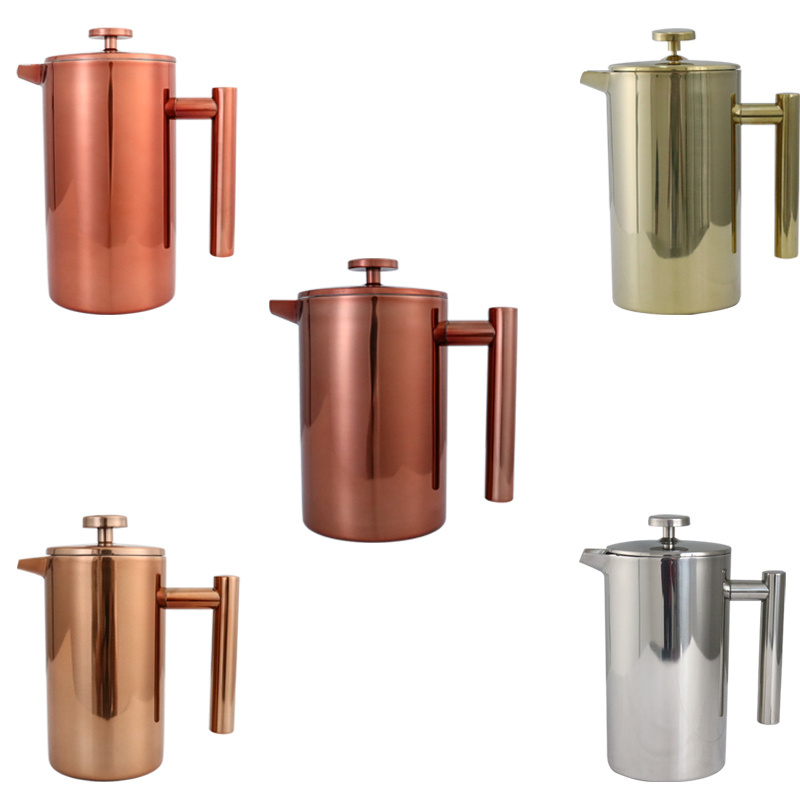 Factory direct sales 304 stainless steel French press pot 350ml 800ml 1L capacity coffee shop home kitchen can be used