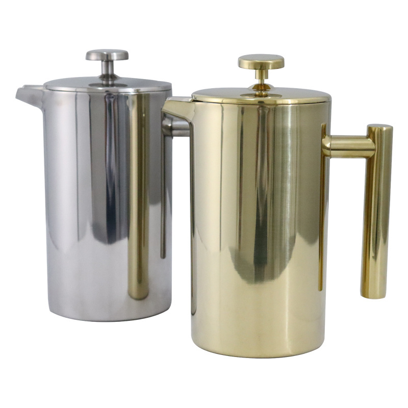 Factory direct sales 304 stainless steel French press pot 350ml 800ml 1L capacity coffee shop home kitchen can be used