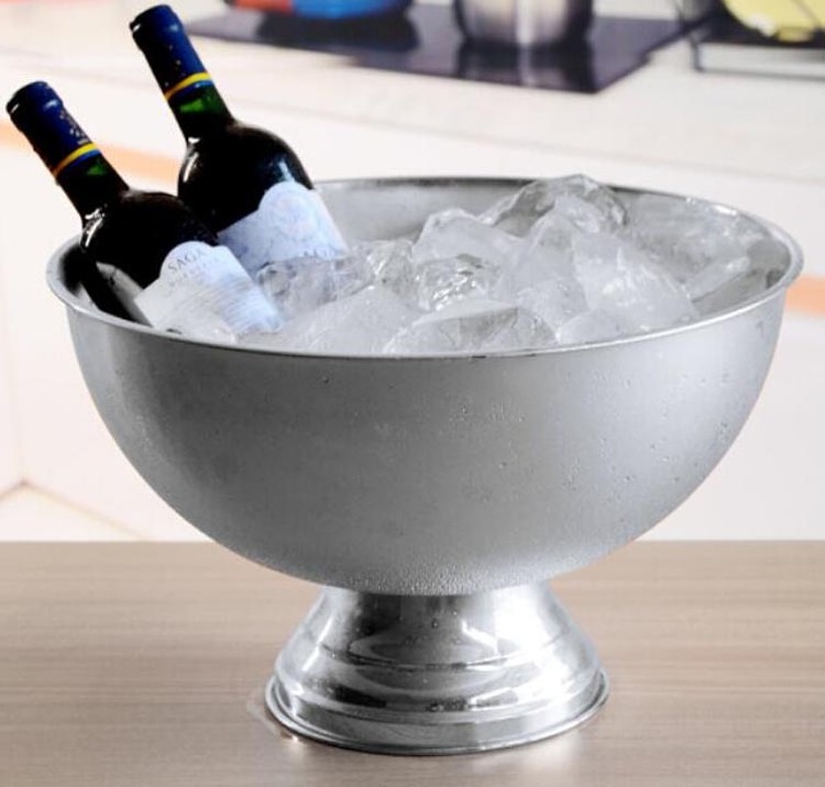 Best Selling Large Stainless Steel Champagne Basin Ice Cube Bucket for Bar Parties with Wine Usage Metal Material