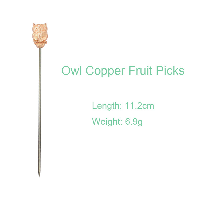 Reusable Creative Stainless Steel Fruit Pick Owl Fruit Pick Cocktail Ornament Pick Bar Tool For Fruit Snack Decoration