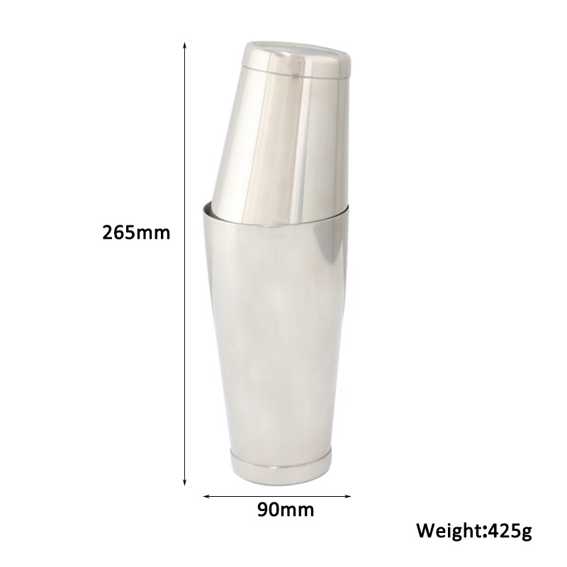 304 Stainless Steel Cocktail Shaker 18/28oz with Bottom Boston Bar Tools Hand Shake Cup Universal for Bar Milk Tea Shop