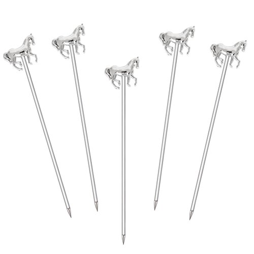 RTS Creative Silver Horse Golden Horse Fruit Pick Stainless Steel Fruit Pick Cocktail Decorative Pick Tool Reusable Toothpick