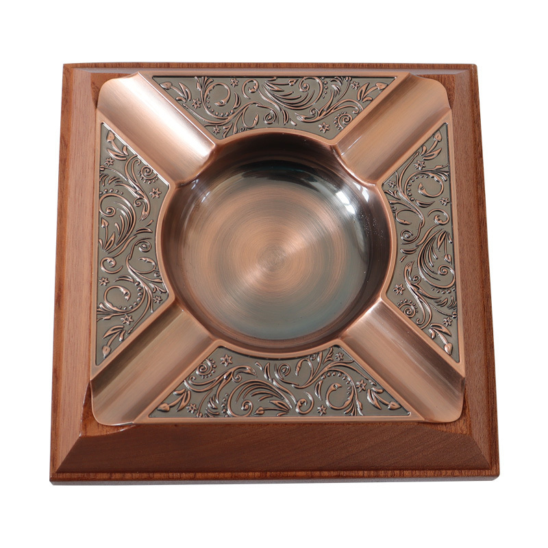 Cigar Ashtray Creative Wood Living Room Stainless Steel Smoke Slot Large Cigarette Ashtray