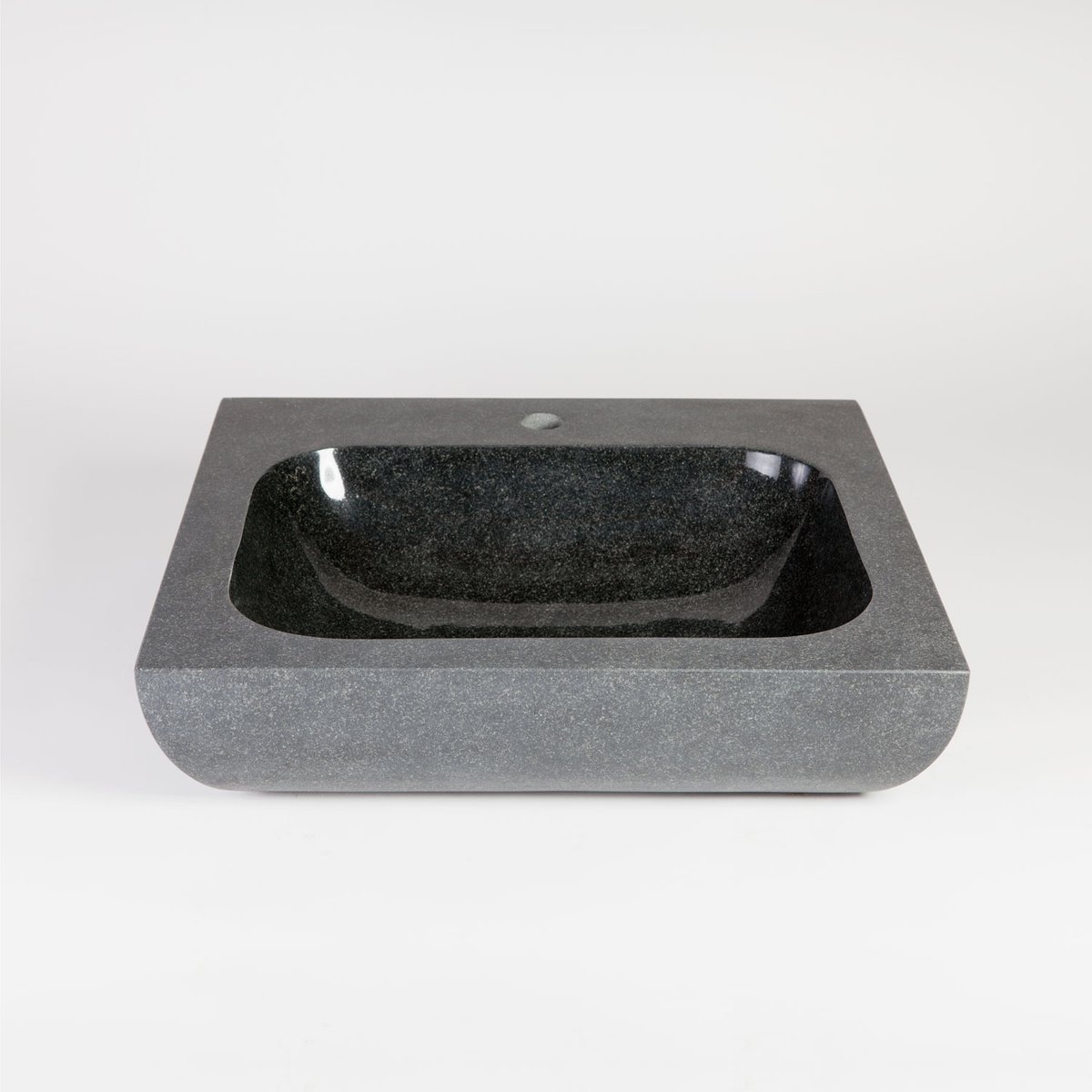 Inside Black Polished Natural Granite Stone Basin Sink for Bathroom and Hotel