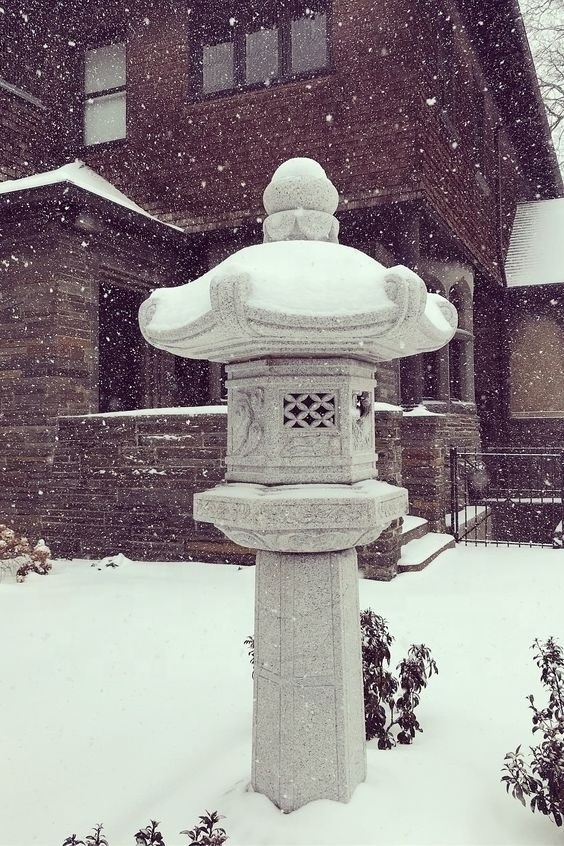 Hand Carved Grey Granite Japanese Lantern for Outdoor Courtyard Garden