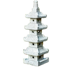 Hand Carved Grey Granite Japanese Lantern for Outdoor Courtyard Garden