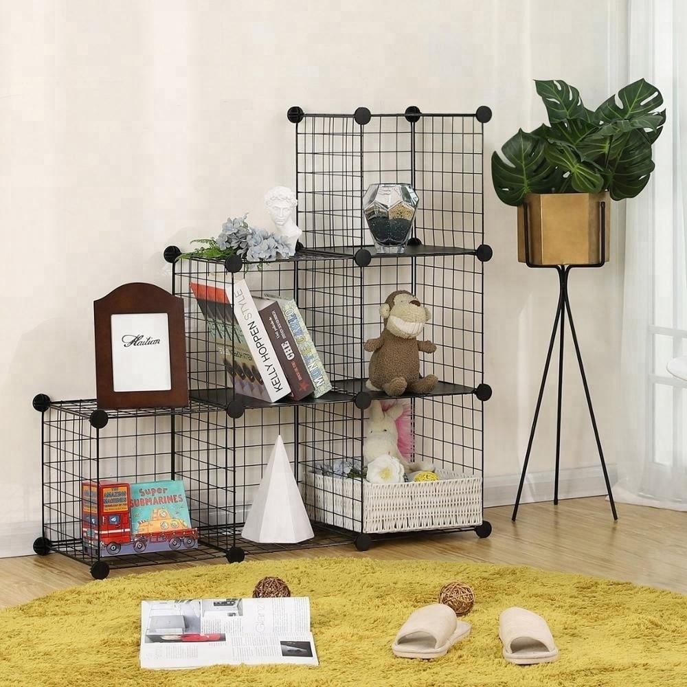 6-Cube Metal Wire Storage Organizer, DIY Closet Cabinet,Wire Mesh Shelves for books toys bags