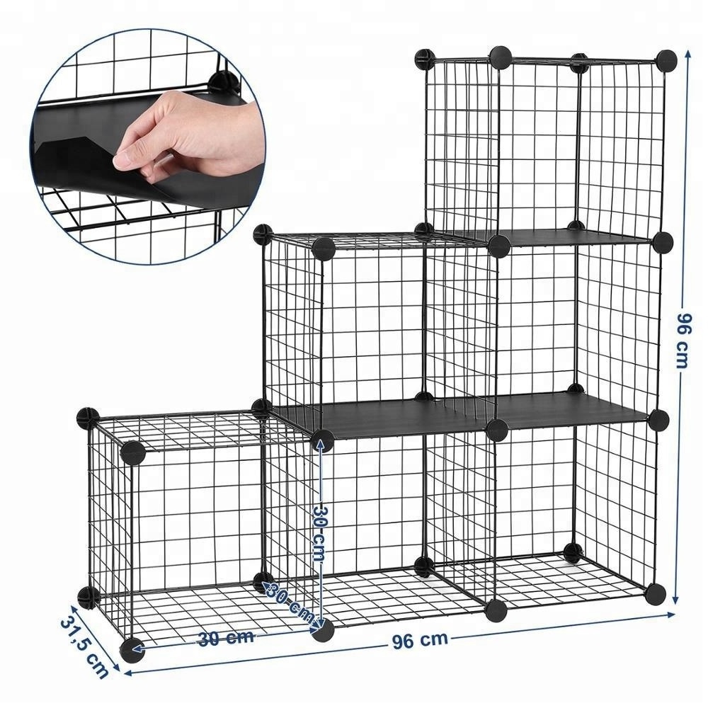 6-Cube Metal Wire Storage Organizer, DIY Closet Cabinet,Wire Mesh Shelves for books toys bags