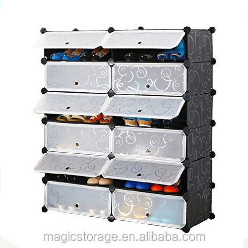 Multi Use DIY Plastic 12 Cube foldable shoe rack, Shoes Cabinet