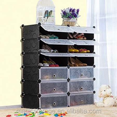 Multi Use DIY Plastic 12 Cube foldable shoe rack, Shoes Cabinet