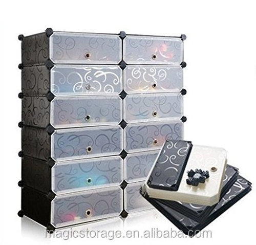 Multi Use DIY Plastic 12 Cube foldable shoe rack, Shoes Cabinet