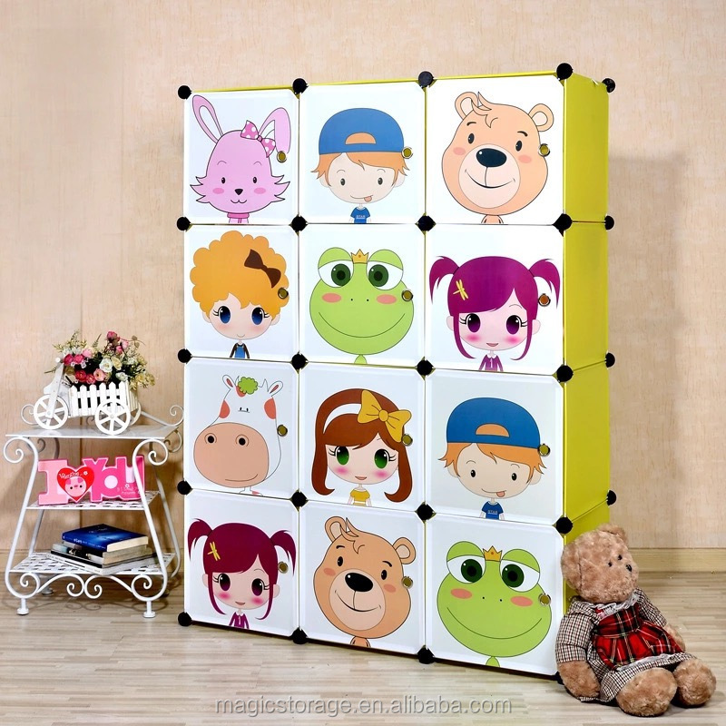 12 cubes DIY kids colorful plastic wardrobe