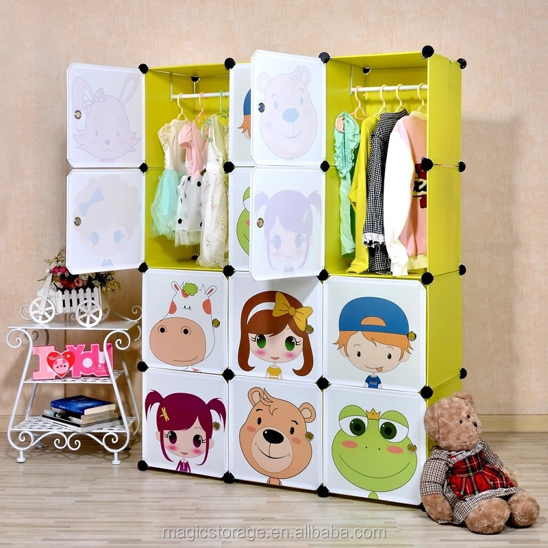 12 cubes DIY kids colorful plastic wardrobe