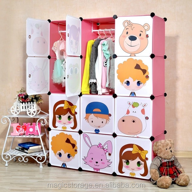 12 cubes DIY kids colorful plastic wardrobe