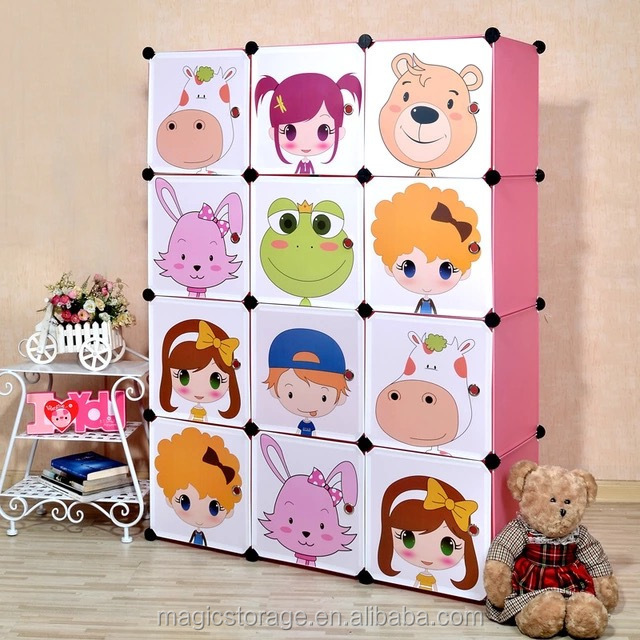 12 cubes DIY kids colorful plastic wardrobe