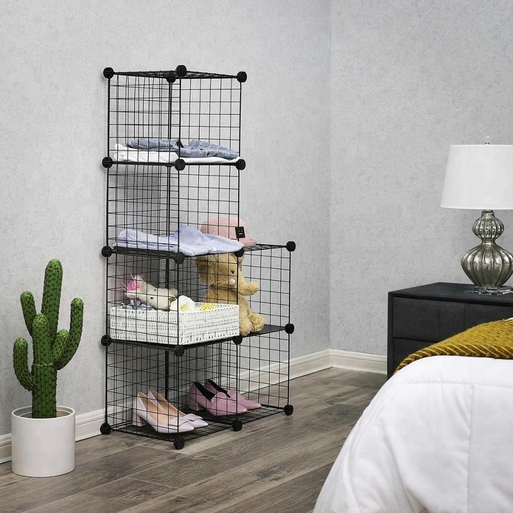 6-Cube Metal Wire Storage Organizer, DIY Closet Cabinet,Wire Mesh Shelves for books toys bags