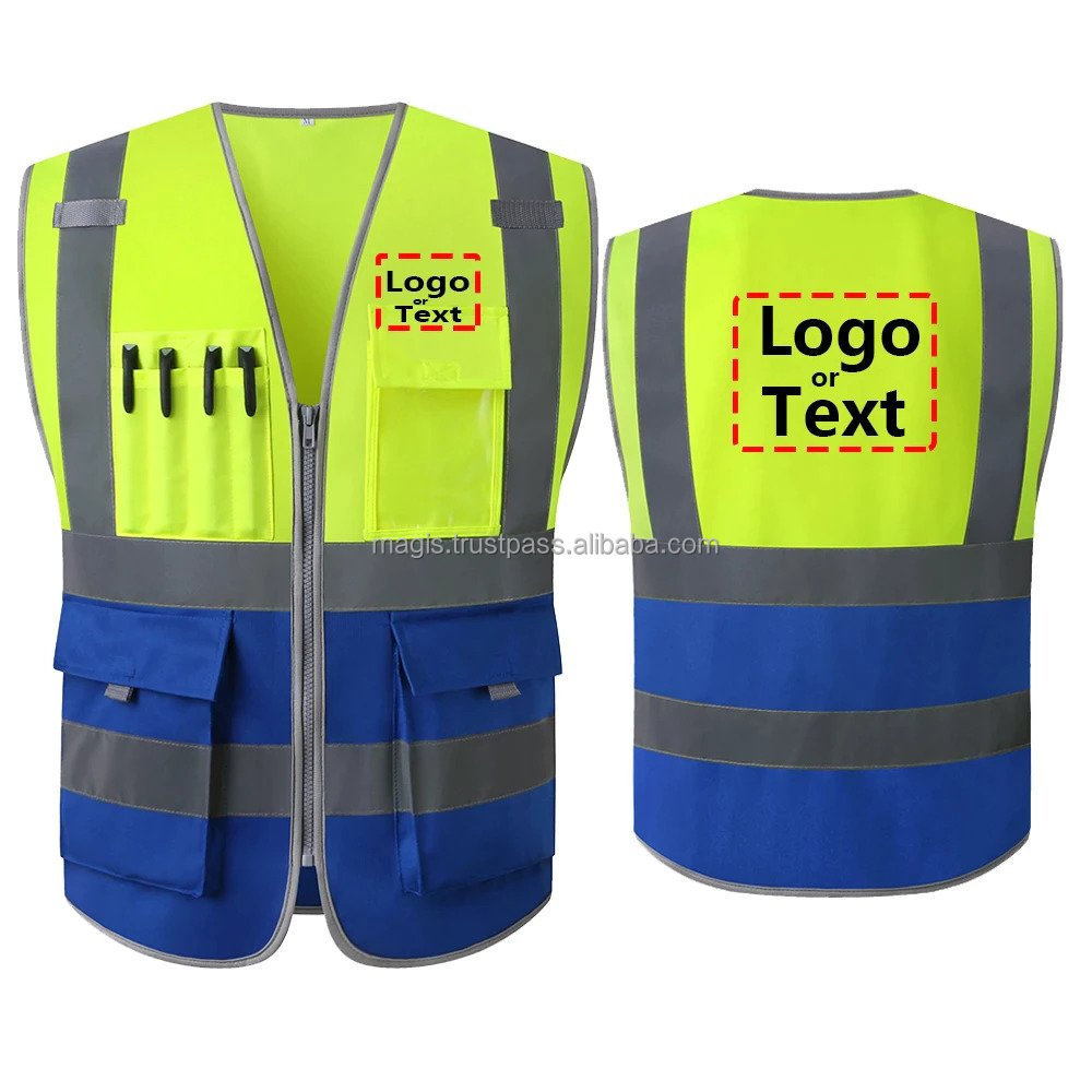 EXECUTIVE HI VIS VIZ VEST HIGH VISIBILITY WORK WAISTCOAT REFLECTIVE SAFETY TOP Custom Printed Logo