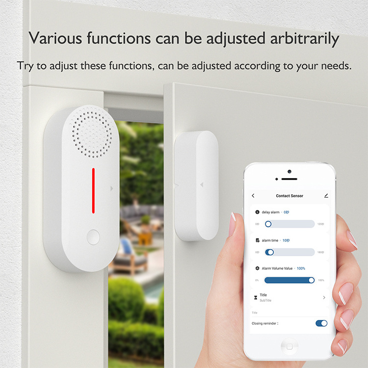 Factory Price Wireless Tuya WiFi Smart Magnetic Door Sensor Detector With Sound Light And App Remote Control For Security System