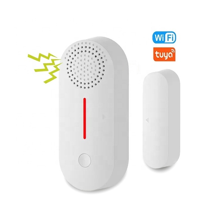 Factory Price Wireless Tuya WiFi Smart Magnetic Door Sensor Detector With Sound Light And App Remote Control For Security System