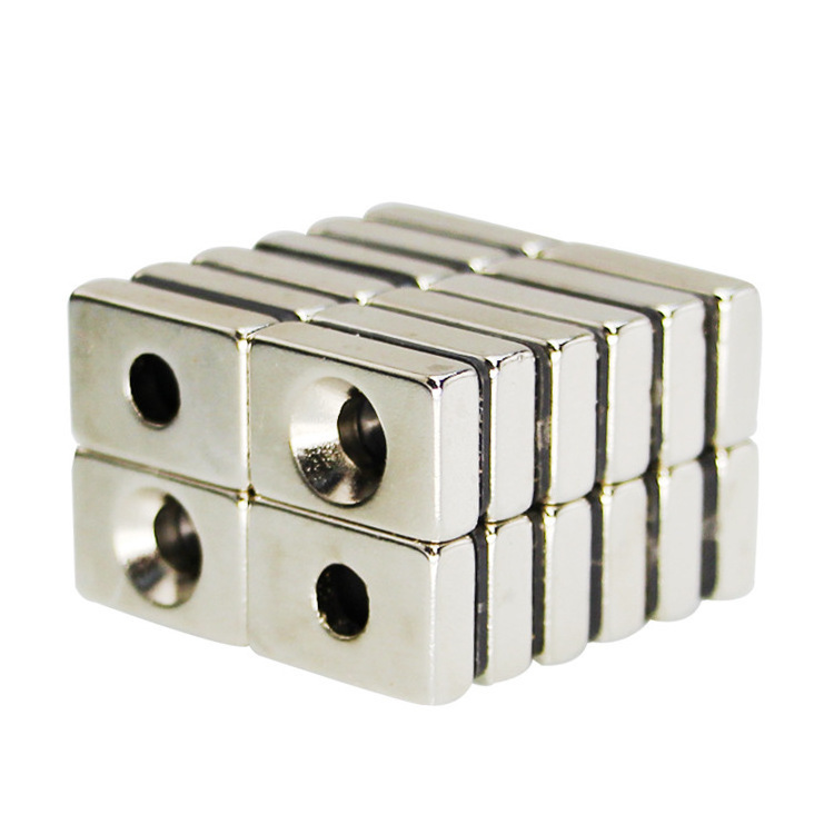 Customized Industrial Strong NdFeb Rectangular Pot Channel N52 Neodymium Block Magnet with Countersunk Hole