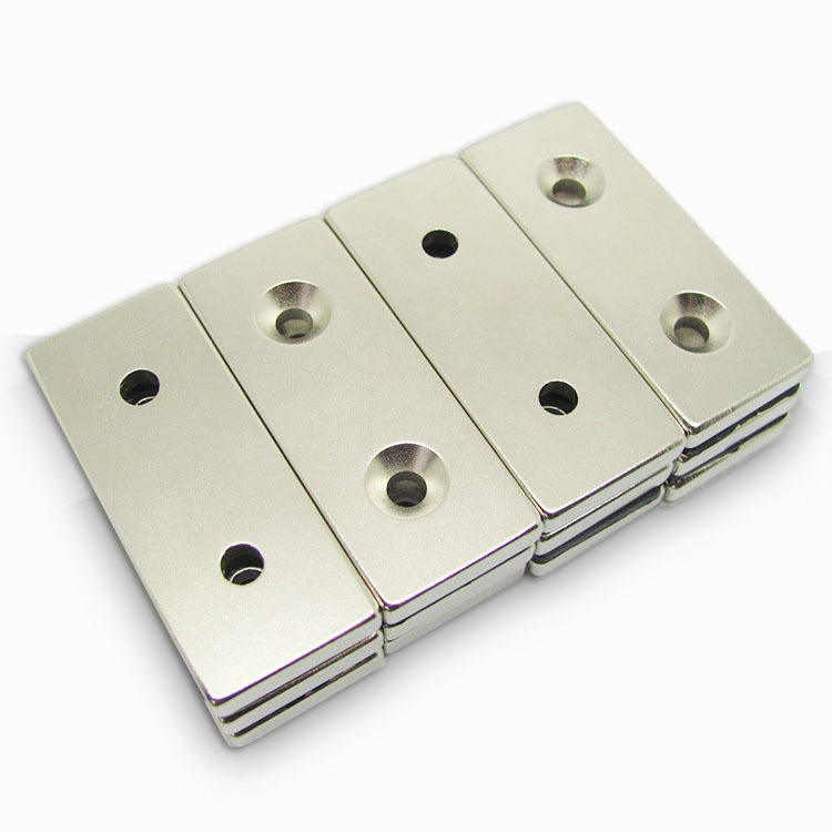 Customized Industrial Strong NdFeb Rectangular Pot Channel N52 Neodymium Block Magnet with Countersunk Hole