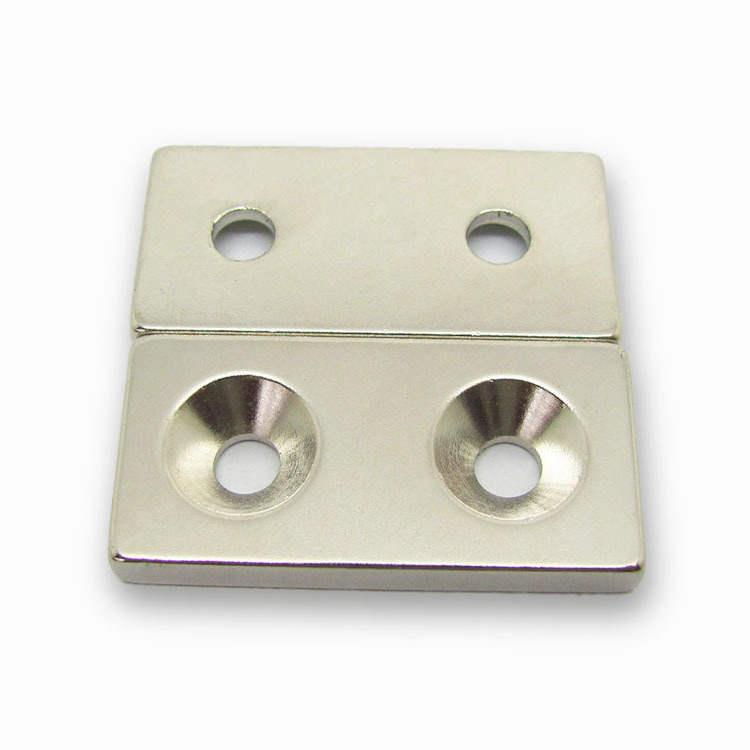 Customized Industrial Strong NdFeb Rectangular Pot Channel N52 Neodymium Block Magnet with Countersunk Hole