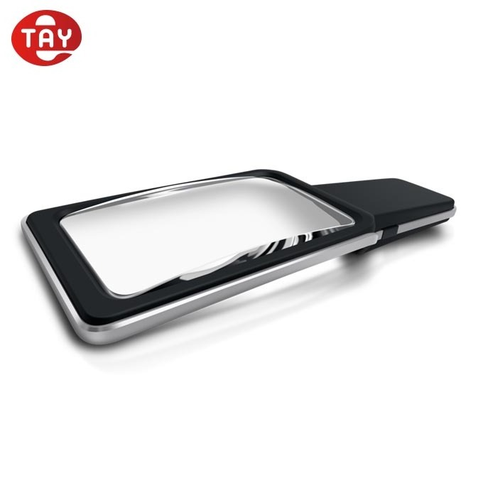 Handheld Large magnifying glass Rectangular Fresnel Lens 4 Led Lighted Magnifier