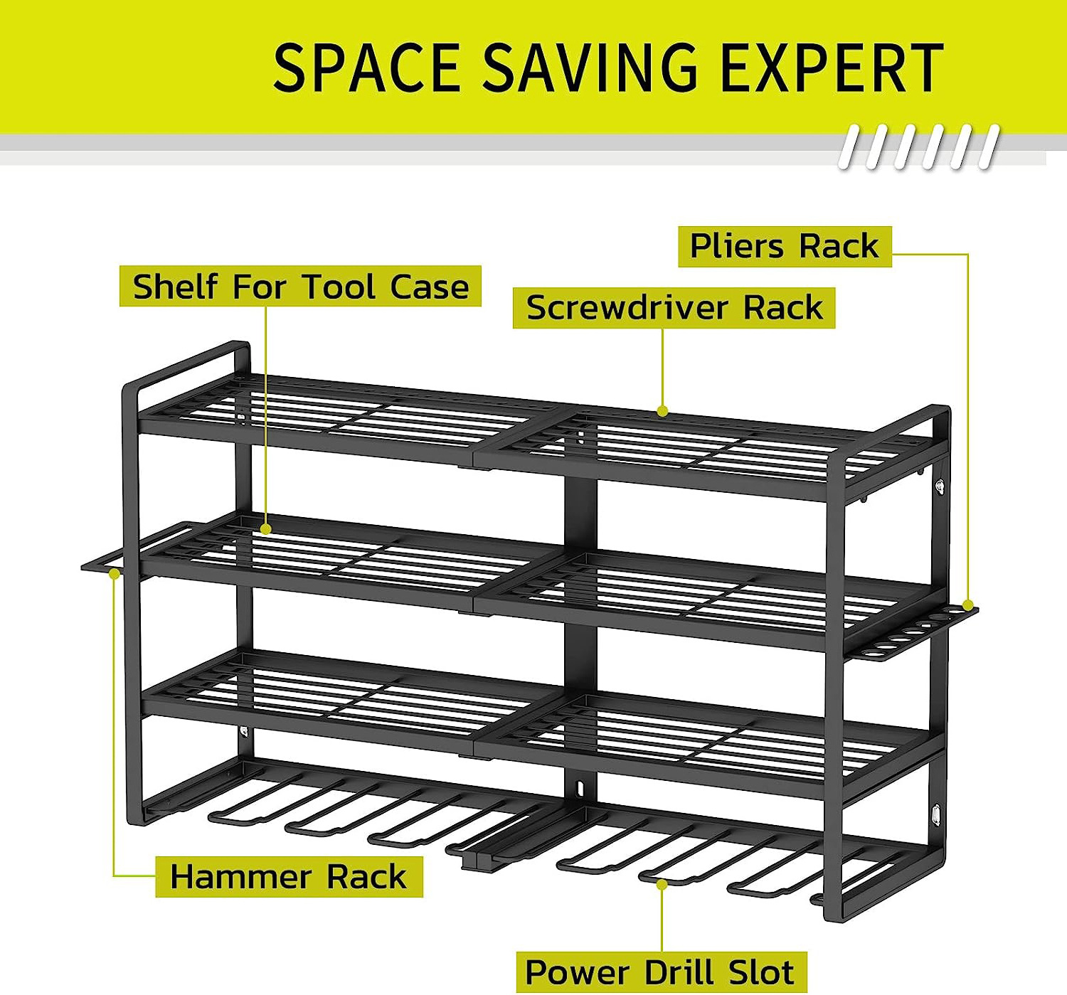 Power Tool Organizer 8 Drill Holder Wall Mount,4 Layer Heavy Duty Metal Power Tool Storage Rack Garage Tool Organizer & Storage