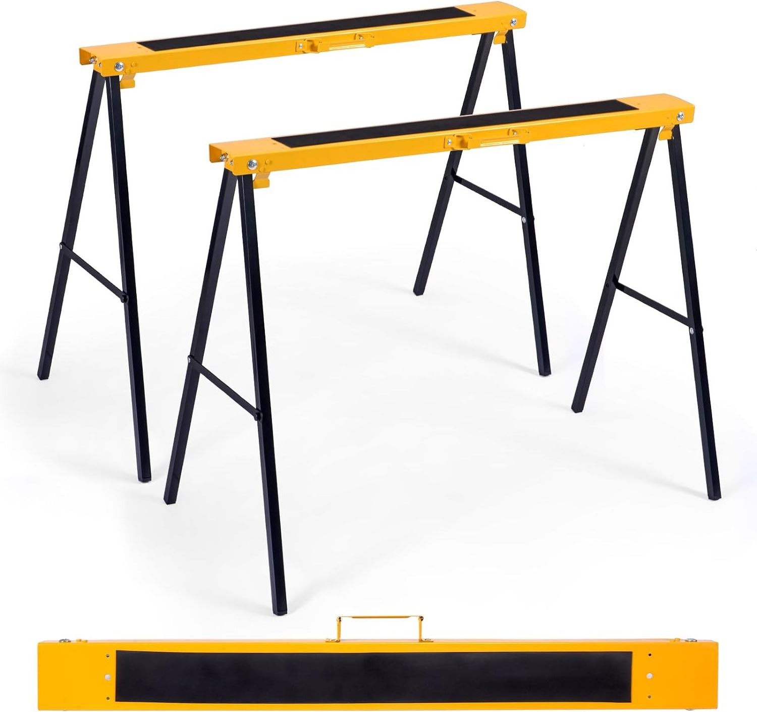 Saw Horses 2 Pack Folding, Heavy Duty Sawhorse with Non-slip Work Table  Portable Sawhorses Bench