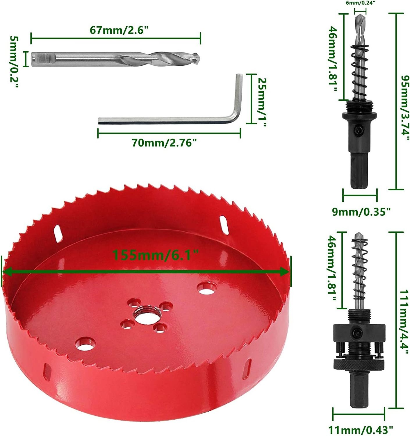 6 Inch Bi-Metal Hole Saw Heavy Duty Arbor, Perfect for Recessed & Can Lights, 38mm Cutting Depth Great Metal Wood Drywall Saw,