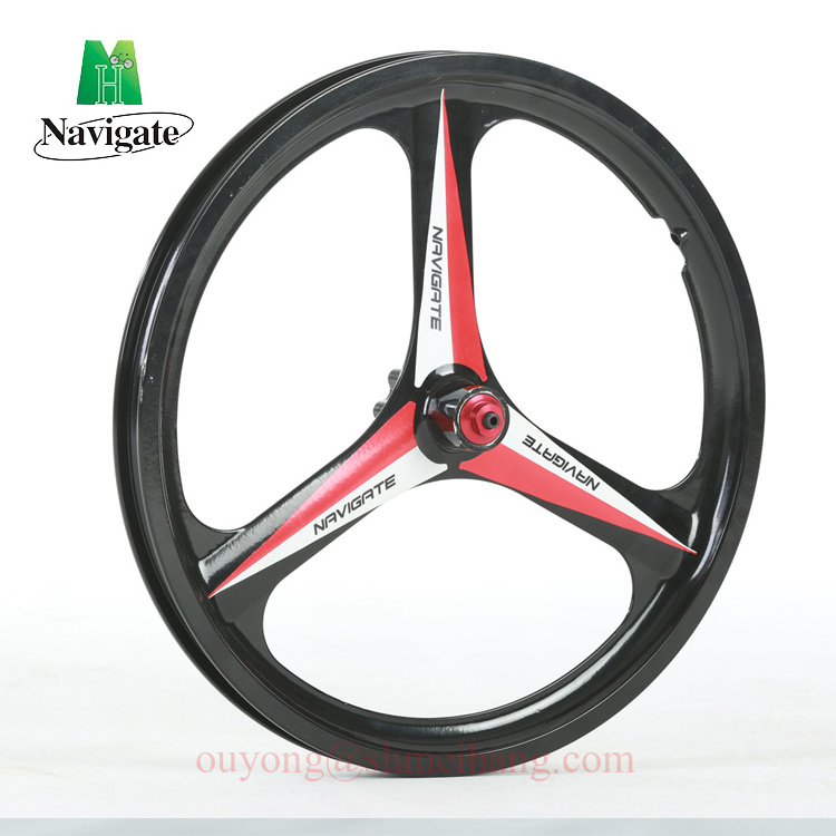 Original navigate 20''  3 spoke mag bike wheel set city BMX bicycle rims  MTB    V brake disc Brake Front Rear cassette hub rims