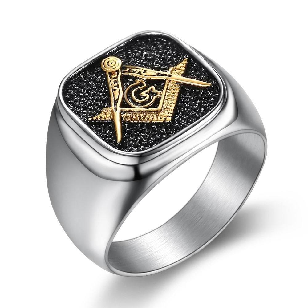 Custom Master Mason Signet Wholesale Vintage Women Stainless Syeel Wedding Cheap Championship Gold Plated Masonic Ring For Men